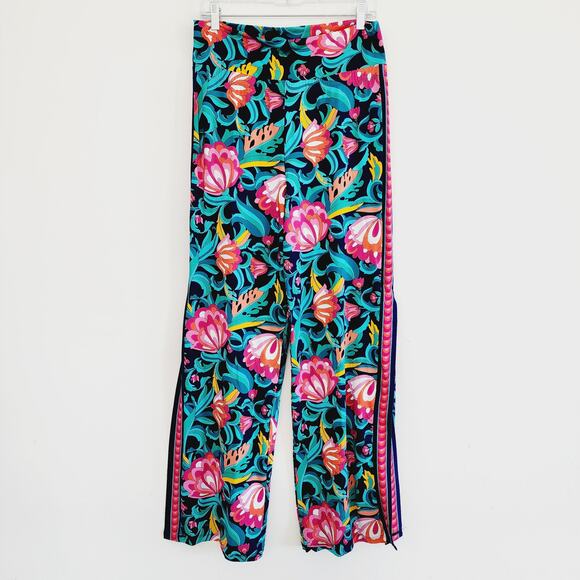 Trina Turk India Garden Swim Jersey High Rise Pant Swim Cover-Up Culottes Large - Picture 2 of 9